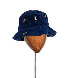 Polo Ralph Lauren Corduroy Bucket Hat Equestrian Pony Horses Men's Sz S/M NWT